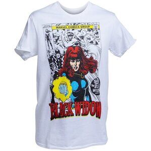 Marvel Black Widow Mens Sting Of The Black Widow Comic White Shirt New S-XL